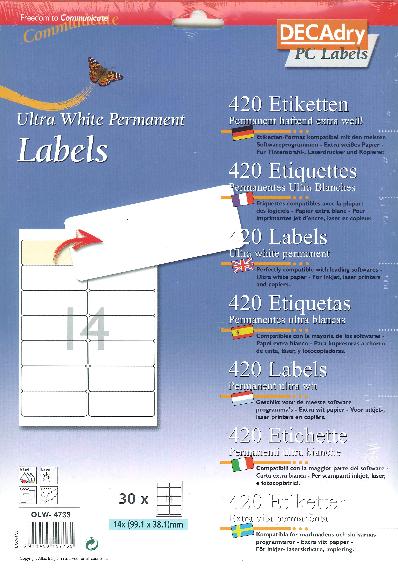 OLW4733 Multipurpose white labels